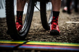 Bike wheel on start line